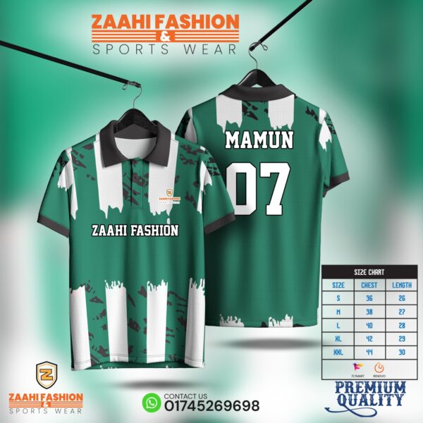Men’s Sports Polo Jersey - Green Camo Stripes Jersey